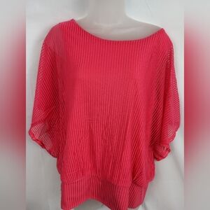 Pink Sheer Top Barbiecore Dopamine Plus Size Oversized Boxy (#1,303)